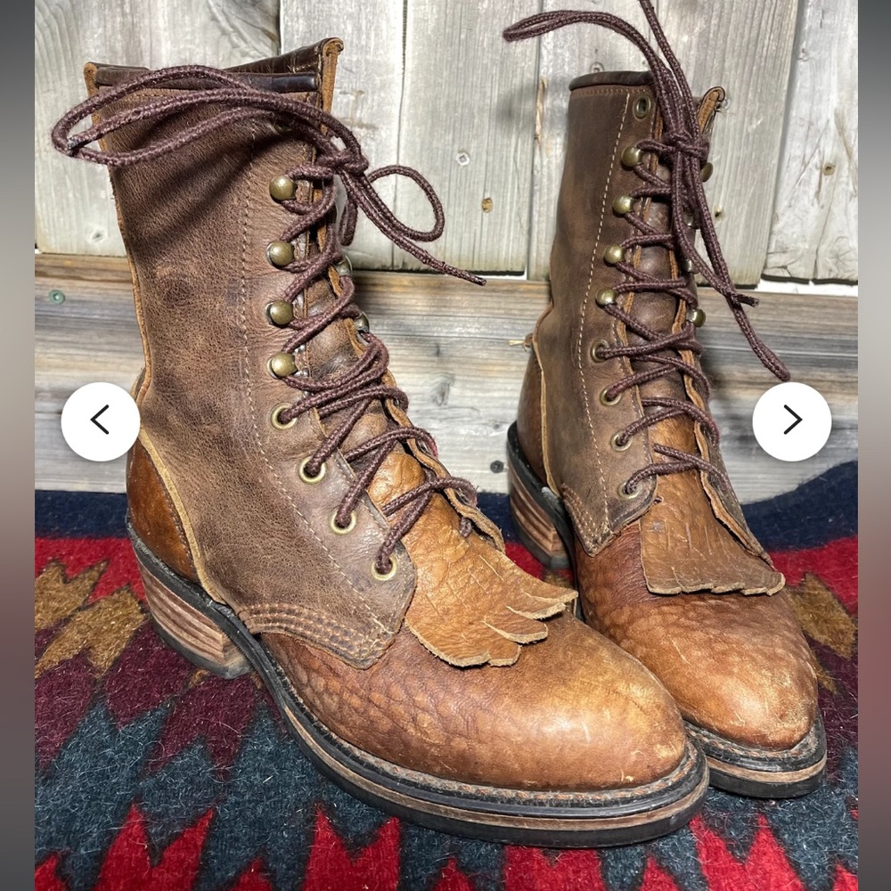 Durango Brown and Tan Ankle Boots with Lace-Up Design
